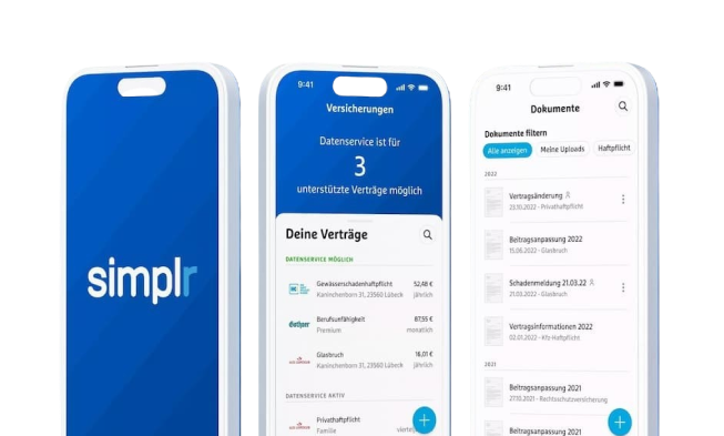 Simplr App – Vertragsübersicht und Dokumente auf dem Smartphone